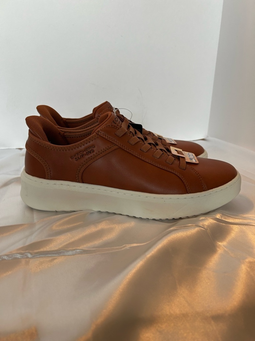 Skechers Slip-ins Court Break Double Vent Brown Cognac Men Size 10  183177 NIB